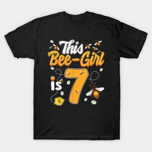 7Th Birthday Girl Bee Theme 7 Years Old Matching Party T-Shirt
